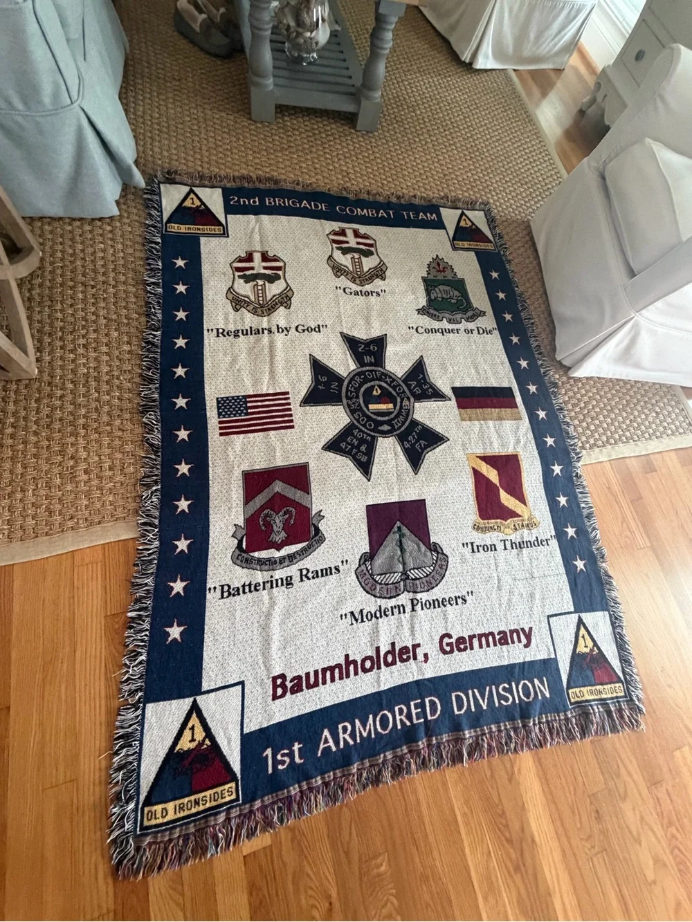 Vintage Custom Woven tapestry throw blanket commemorating the 2nd Brigade Combat